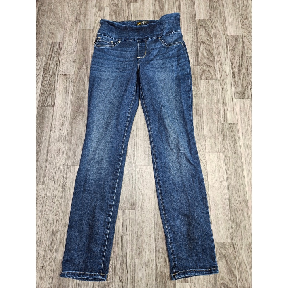 Lee Sculpting Slim Leg Slim Fit Jeans Womens 6 Medium Blue Pull On Mid Rise